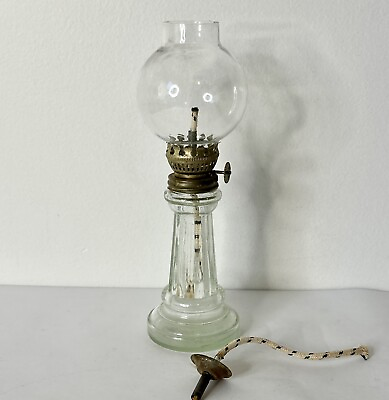 #ad Oil kerosene antique glass Lantern w 2 wicks Made in 8.5” $34.00