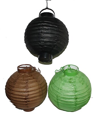 #ad 6 Battery operated Solid Color Chinese Japanese Paper Lanterns 8quot; Black Green $24.94