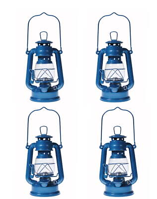 #ad #ad Lot of 4 Hurricane Kerosene Oil Lantern Emergency Hanging Light Lamp Blue $30.95