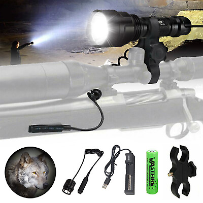 #ad Tactical Rifle LED Flashlight Picatinny Rail Mount Switch for Hunting Shooting $19.99