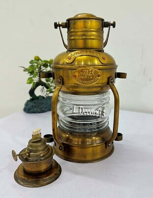 #ad Nautical Ships Lamp Lantern Brown Antique Finish Oil Lantern Vintage Nautical $71.70