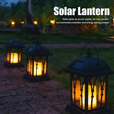 #ad Outdoor Hanging Solar Lantern LED Candle Flame Light For Garden Courtyard AOS $39.96