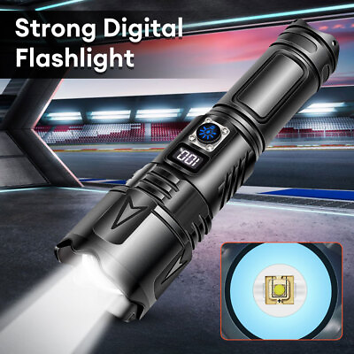 #ad 2000000 Lumens Super Bright LED Flashlight Tactical Rechargeable LED Work Light $31.59