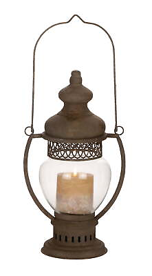 #ad Brown Metal Decorative Candle Lantern with Handle $24.99