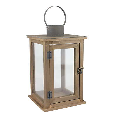 #ad 13quot; Tabletop Farmhouse Wooden Hurricane Candle Lantern $22.79