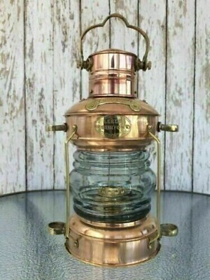 #ad Antique Vintage Copper amp; Brass Ship Anchor Hanging Oil Lanterns Oil Lamp $92.00
