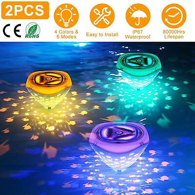 #ad 2PCS Swimming Pool Floating Lights Magnet Underwater Pond RGB LED Lamp Decor $20.63