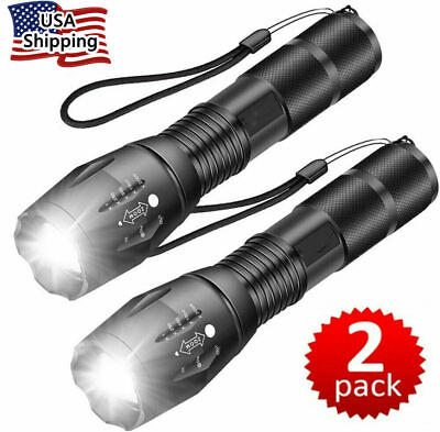 #ad Super Bright LED Tactical Flashlight 5 Modes Zoomable 2 Pack $9.99