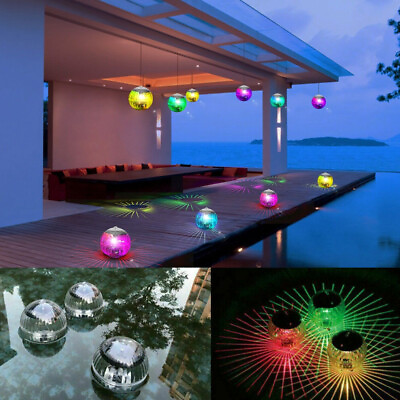 #ad #ad Solar LED Floating Lights Garden Pond Pool Rotating Color Change Outdoor Lamp $11.99