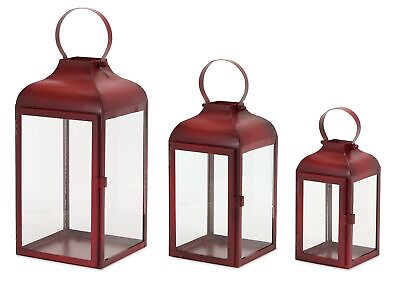 #ad Lantern Set of 3 10quot;H 12.75quot;H 16quot;H Iron Glass $54.51
