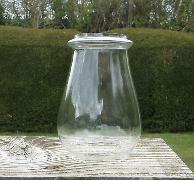 #ad Unbranded Glass Oil Lantern Bellied Globe Shade 16.4cm high 7cm amp; 8.5cm rims GBP 14.99
