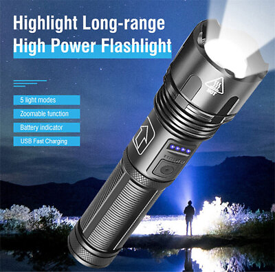 #ad 9000000 Lumens Super Bright LED Tactical Flashlight Torch Rechargeable Worklight $18.99