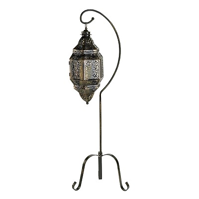 #ad Moroccan Iron Candle Lantern with Stand Lamp Centerpiece Terrace Home Decor $68.79
