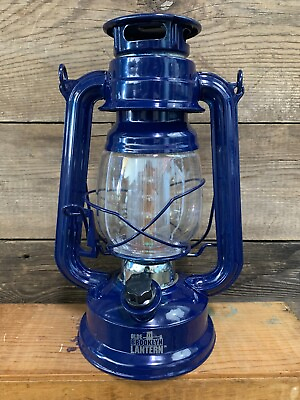 #ad Olde Brooklyn Lantern Battery Operated Blue T amp; W $25.99