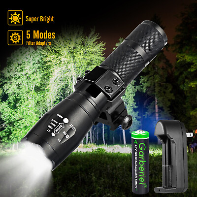 #ad 990000LM Rechargeable LED Flashlight Tactical Gun Light Rail Mount Hunting Lamp $12.99