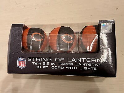#ad TEN NFL STRING PAPER LANTERNS 3.5 IN W 10 FT. CORD WITH LIGHTS CHICAGO BEARS $9.95