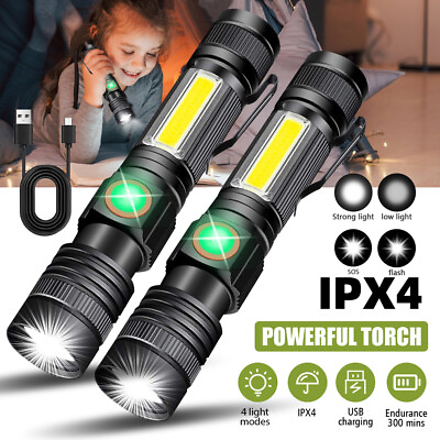 #ad Rechargeable 990000LM LED Flashlight Tactical Police Super Bright Torch Zoomable $23.99
