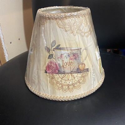 #ad Beautiful Victorian Teacup Design Candle Clip 8” Lampshade NEW $14.93