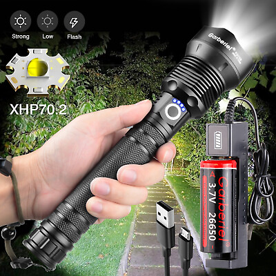 #ad 2500000LM Rechargeable XHP70.2 LED Flashlight Tactical Super Bright Zoom Torch $12.98