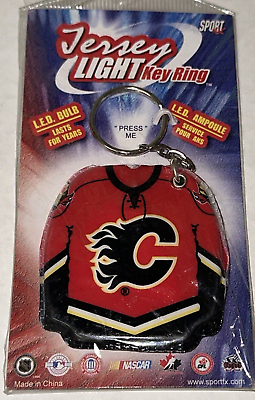 #ad Calgary Flames NHL Team Logo Jersey Light Up Keychain Flashlight LED Bulb Ring $8.24