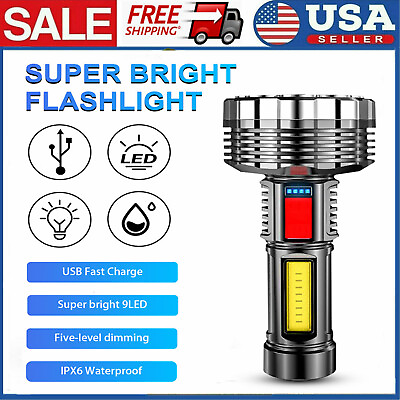 #ad Super Bright LED Torch Tactical Flashlight Lantern Lamp Light USB Rechargeable $17.05