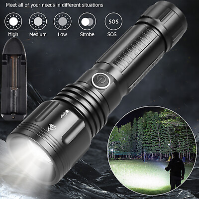 #ad Zoom Tactical XHP50 LED Flashlight Super Bright Police Torch Camping Hiking Lamp $20.99