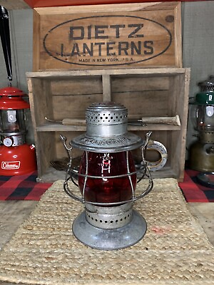 #ad Dietz New York Central No. 6 Bell Bottom Lantern With Red Globe Mint $389.00