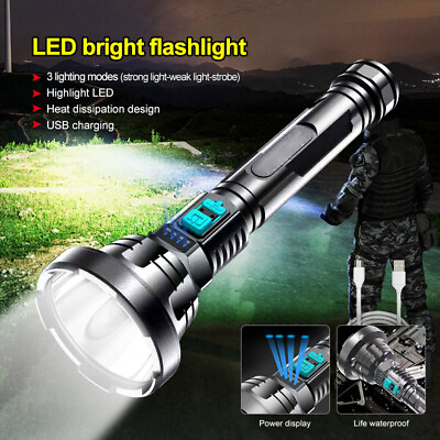 #ad 900000lm Super Bright LED Tactical Flashlight Hunting Torch Rechargeable Battery $10.99