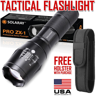 #ad Tactical Flashlight LED 18650 AAA Work Emergency Car Security Light with Holster $12.99