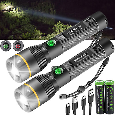#ad 2x High Lumens Pocket Flashlight LED Rechargeable Tactical Police EDC Torch Zoom $34.98