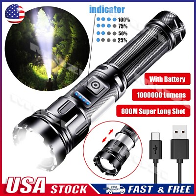 #ad #ad 1000000 Lumens Super Bright LED Tactical Flashlight Rechargeable LED Work Light $13.99
