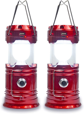 #ad Solar Camping Lantern Rechargeable USBCOB LED Lantern Flashlight 2 Power Supply $35.84