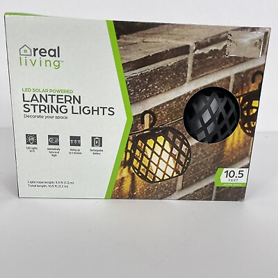 #ad Real Living LED Solar Lantern String Lights Warm White 10.5 Ft 5 CT $17.90