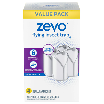 #ad NEW Zevo Flying Insect TrapFly Trap Refill Cartridges Twin Pack 4 Cartridges $14.40