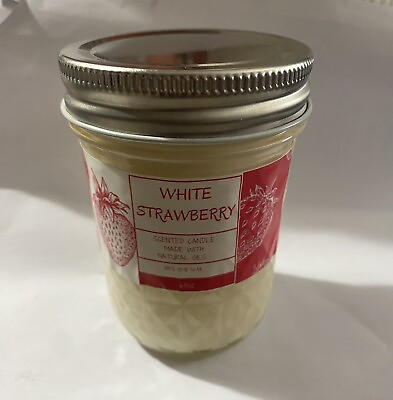 #ad Strawberry Scented Candle White Strawberries 6.5 oz Soy Wax Aromatherapy $10.25