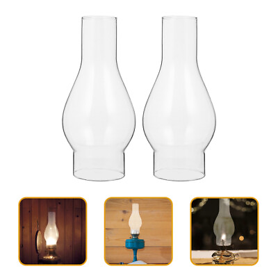 #ad 2 Clear Glass Lamp Chimneys for Oil Lanterns amp; Kerosene Lamps $17.31