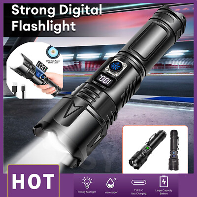 #ad LED High Power Flashlight Tactical Torch Super Bright USB Rechargeable Durable $32.59