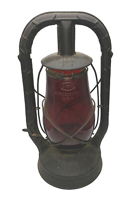 #ad Vintage Dietz Monarch Lantern Fitzall NY USA Red Globe $49.99