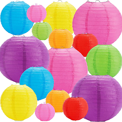 #ad 16pcs Colorful Paper Lanterns Multi Color Chinese or Japanese Hanging Paper Lan $20.98