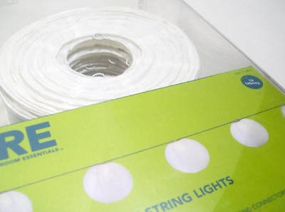 #ad Indoor Outdoor Garden White Round Paper Lantern String Lights 10 Lanterns New $39.99