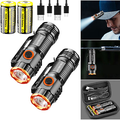 #ad High Lumens Mini Rechargeable EDC Flashlight Pocket Compact Magnetic Torch Lamp $29.96