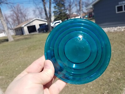 #ad Vintage Corning Blue Glass Railroad Switch Lantern Lens 5quot; x 3 1 2quot; FSO $24.99