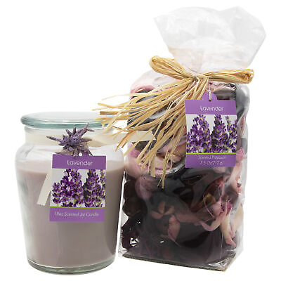 #ad Classic Purple Lavender 18oz Jar Candle and Potpourri Set $17.99