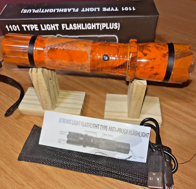 #ad HUNTER ORANGE CAMO 1101 LED Flashlight Stun Gun 1000KV w FAST USB Charge Cord $14.87