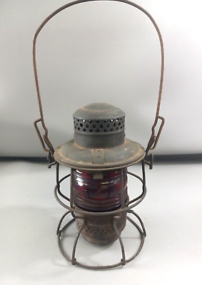 #ad #ad L👀K Adlake KERO Railroad Lantern Train Lamp Ruby Red Globe NSS RY $159.99