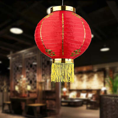 #ad Traditional Chinese Hanging Lanterns Decorative Indoor Red Silk Lamps Set of 2 $19.99