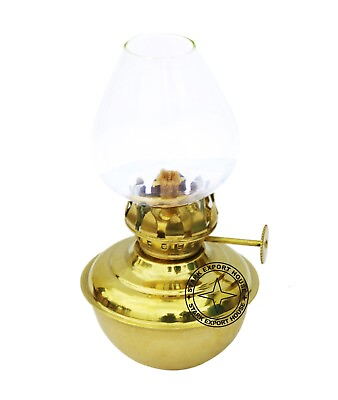 #ad Brass Table Lantern Glass Oil Lamp 6 Inch Collectible Home Decorative Best Gift $18.00