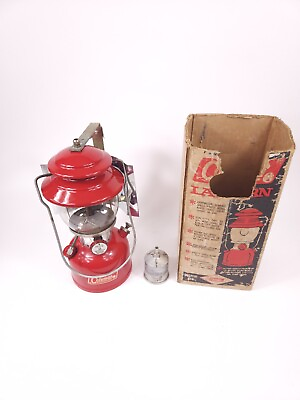 #ad Vtg 1965 Coleman 200A Red Lantern With Box Klams 822 Reflector 0 Filter Funnel $162.92