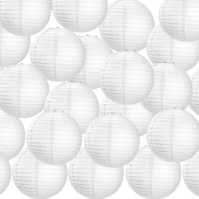 #ad Treela 30 Pack White Chinese Japanese Paper Lanterns Decorative Hanging Ball ... $71.78